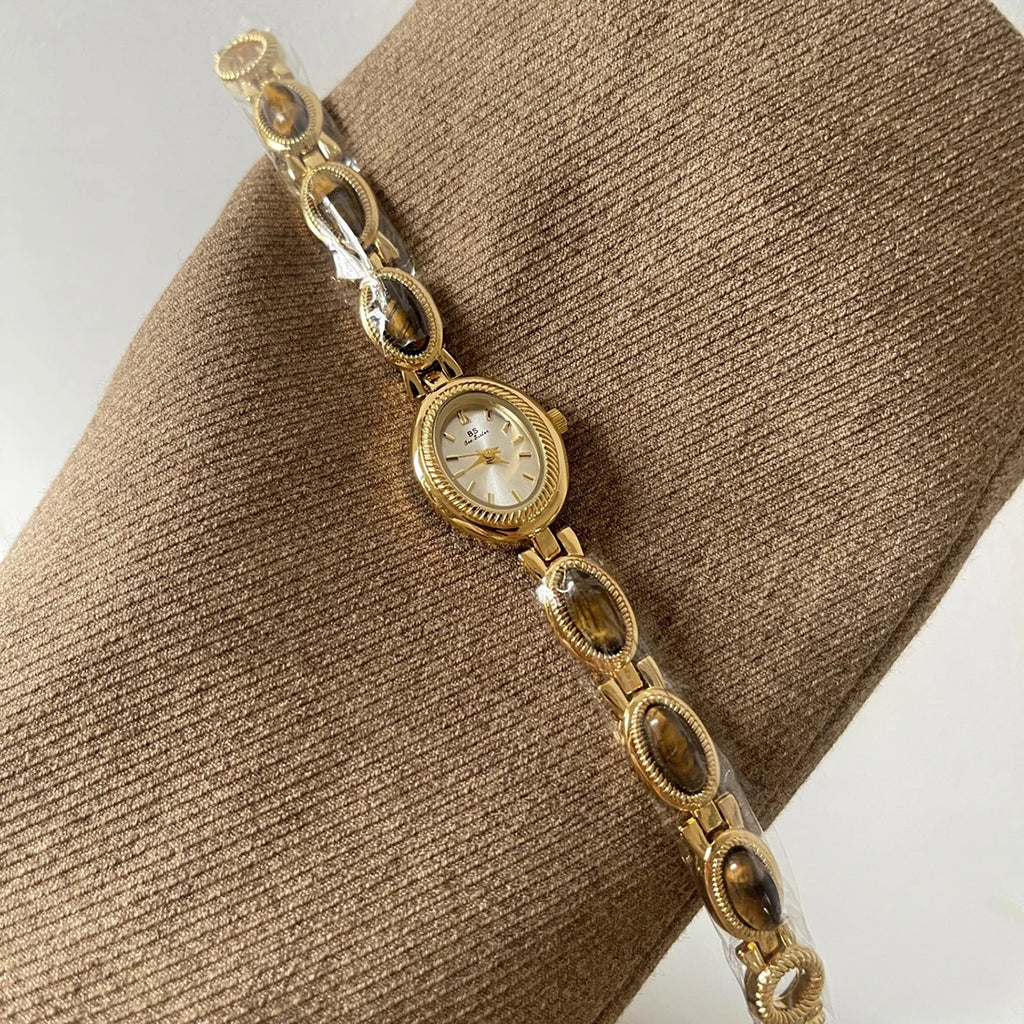 Natural Jade Bracelet Watch Gift Women,Ladies Watches Luxury High Quality Gold Quartz Watches, Elegant Women's Wristwatches