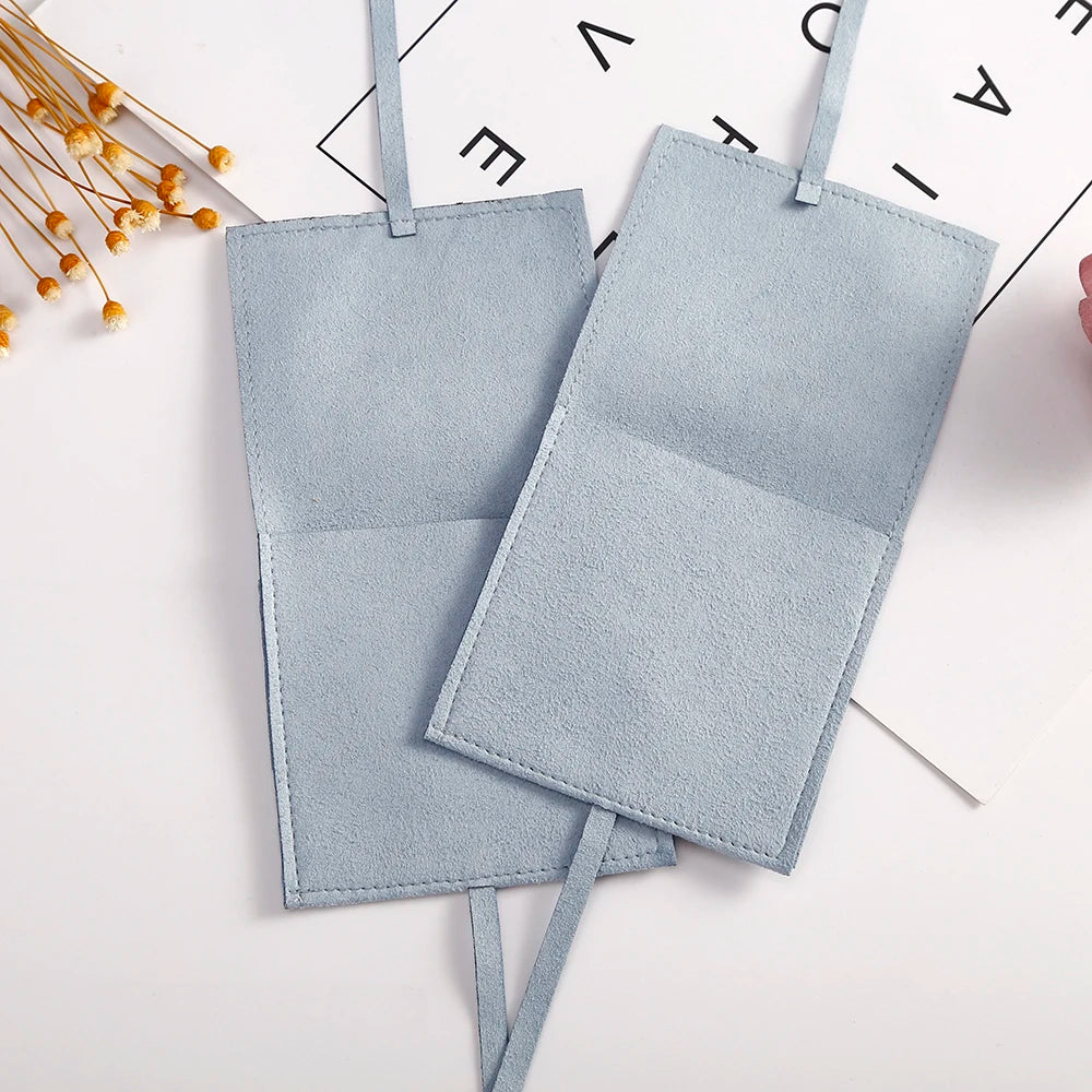 5pcs Blue Microfiber Drawstring Gift Small Bags Velvet Jewelry Necklace Rings Organizer Pouch Wedding Favor Candy Cosmetic Bag