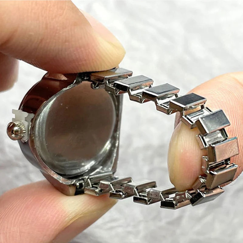 Kiss Jewelry Green Digital Quartz Finger Watch Rings for Women Men Couple Punk Elastic Band Mini Watch Ring Teens Clock anillos