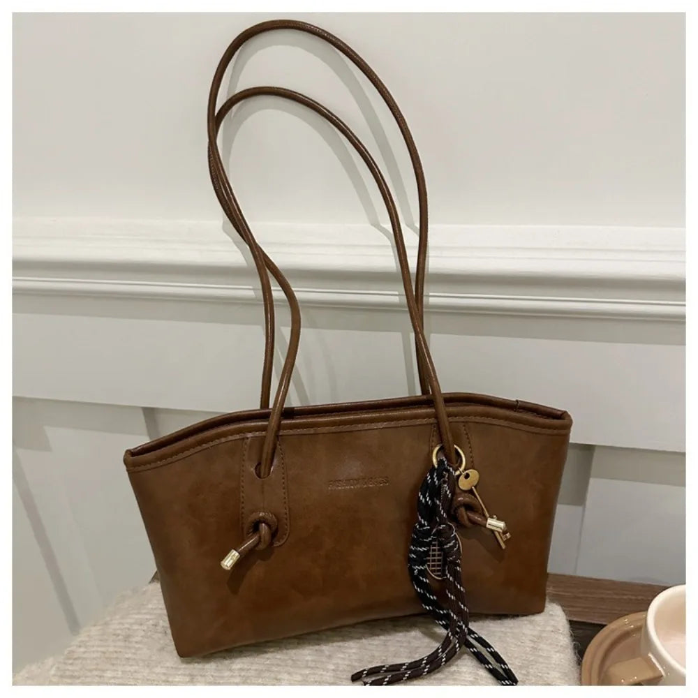 Y2K Fashion New Large Capacity Work Shoulder Bag Solid Color Simple Lady Handbags PU Leather Tote Bag Women Female