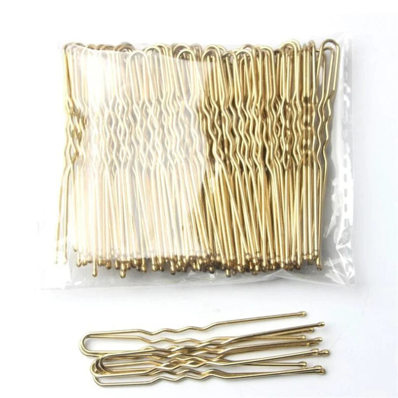 50 Pcs/Bag 5 6 7cm U Shaped Alloy Hairpins Waved Hair Clips Simple Metal Bobby Pins Barrettes Bridal Hairstyle Tool Hair Pins