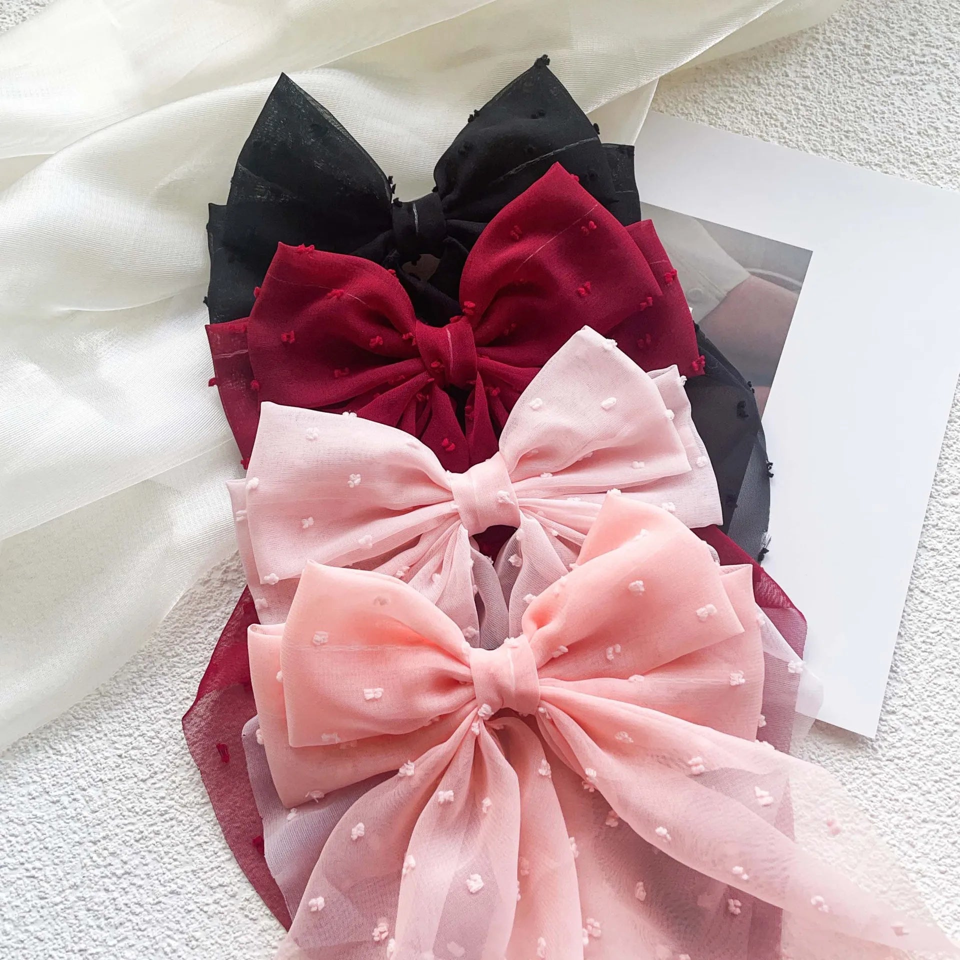 Oversized Bow Headband Hair Clip For Women Fashion Simple Solid Satin Spring Clip Ponytail Bow Party Gift