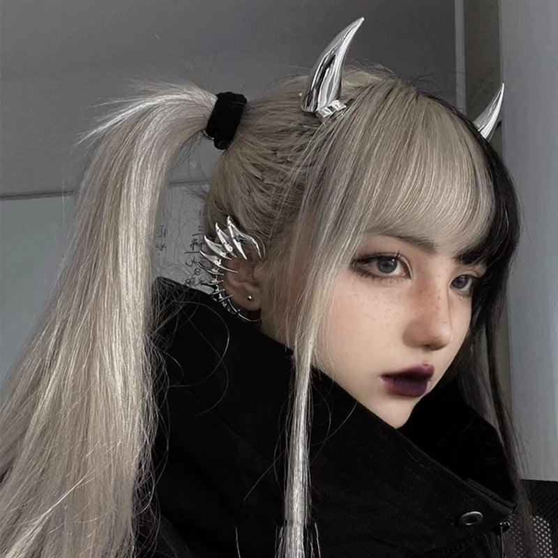 Punk HipHop Demon's Horn Metal Headband Hairpins Lucifer Anime Design For Women Men Girls Jewelry Accessories