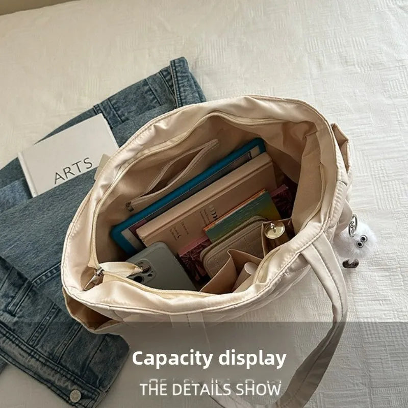 Rectangular Large Capacity Single Shoulder Bag for Commuting To Work Tote Bag in Korean Style Casual Handle Bag
