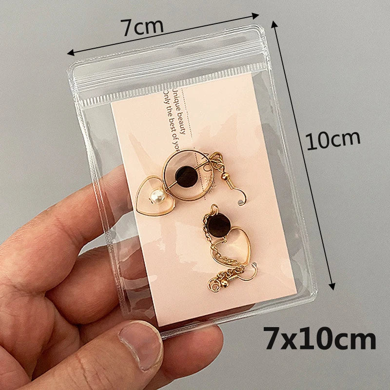 20Pcs Transparent PVC Jewelry Pouches Bags Anti-Oxidation Cute Storage Bag for Earrings Necklace Bracelet Display Packaging Bag