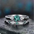 925 Sterling Silver Ring Set with Emerald Zircon Crystals for Women Engagement Wedding Glamour Jewelry Gifts