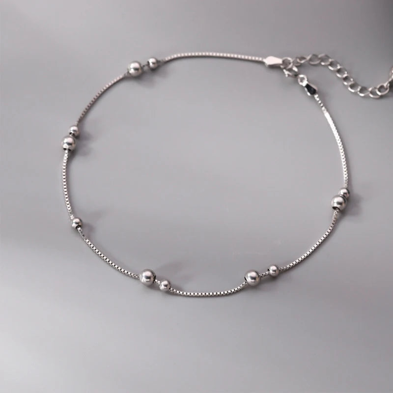 925 Sterling Silver Geometric Round Bead Ankle Chain 2024 New Sexy Ankle Chain Jewelry Fashion Jewelry Birthday Gift