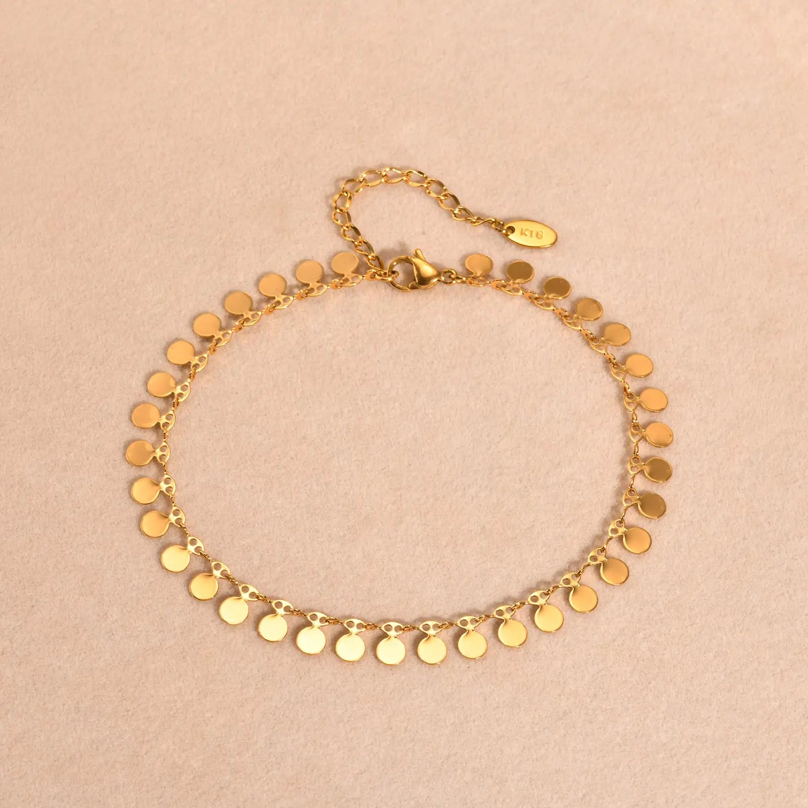 Full-gloss Disc Tassel Anklet for Women Stainless Steel Gold Color  Minimalist Anklets Daily Beach Holiday Jewelry New Trend