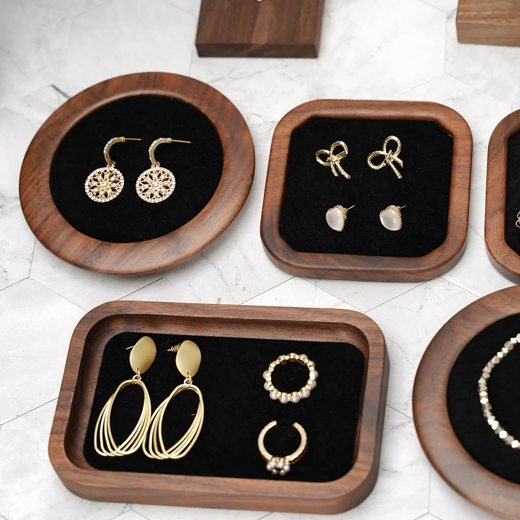 Solid Wood Jewelry Tray Bracelet Ring Display Props Jewelry Organizer Holder Necklace Case Display Stand Jewelry Plate