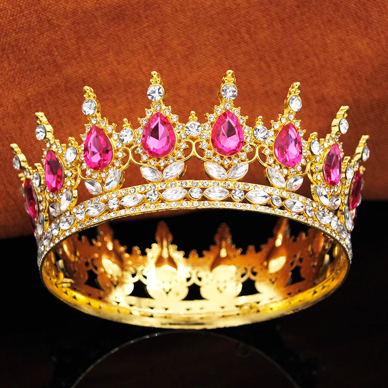 Royal Queen King Tiaras and Crowns for Women Princess Wedding Party Full Round Diadem Bridal Hair Jewelry Accessories