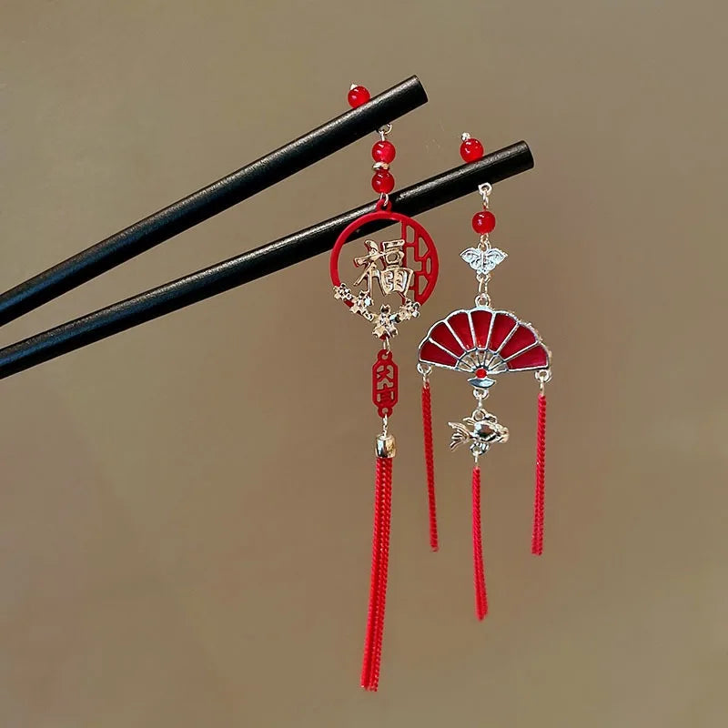 Elegant Chinese Style Hair Clip Tassel Hair Stick Traditional Floral Design Hairstyle Accessory Women Jewelry Hairpin Hairneedle