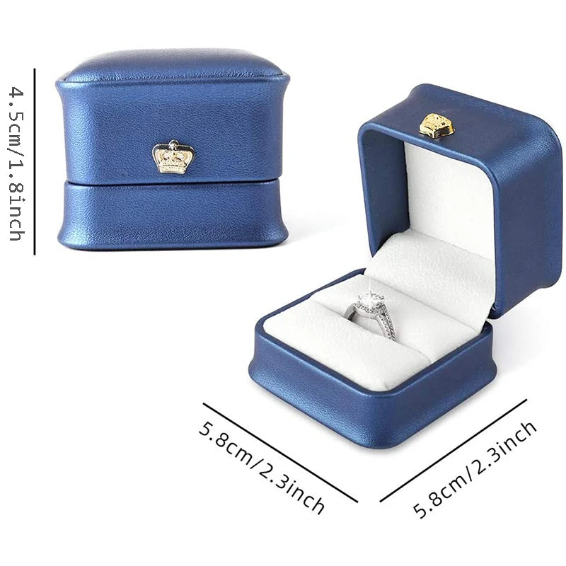 Ring Box Couple Proposal Ring Boxes PU Leather Jewelry Gift Case Ring Earrings Jewelry Display for Wedding Engagement