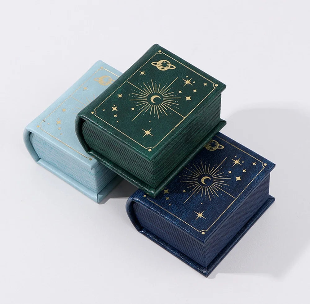 1PC PU Leather Book-shaped Ring Box with Suede Fabric Lining Creative Flip Lid Magnetic Ring Holder Jewelry Gift Case Accessorie