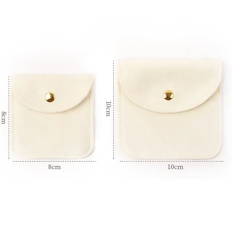 Small Velvet Jewelry Pouch with Snap Button Soft Microfiber Jewelry Packaging Bag Mini Earring Ring Necklace Organizer Storage