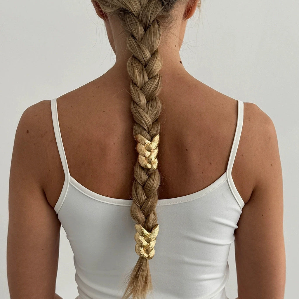 Minimalist Braided Hair Tie with Metal Accents Playful Twisted Braid Hair Accessory for Women Perfect for Everyday Wear NEW INS