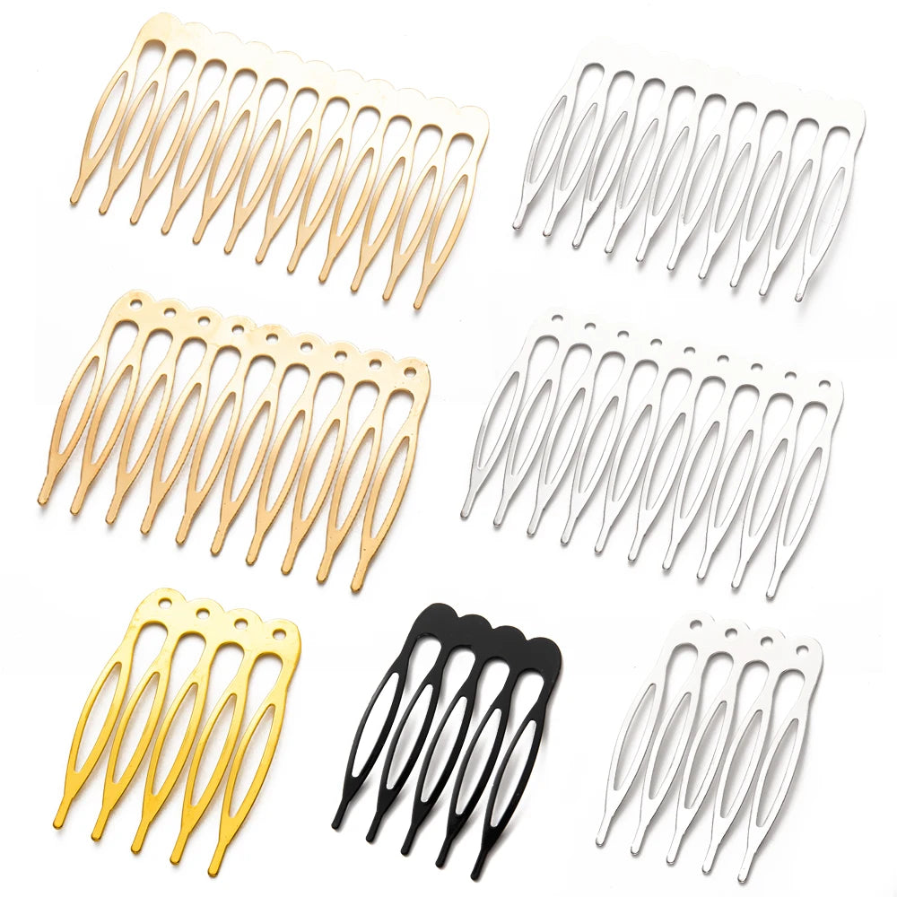 10pcs 5 8 10 12 14 16 18 Teeth Metal Hair Comb Brass For Clip Women Girl Bridal Ornament Jewelry Decorative Accessories Wedding