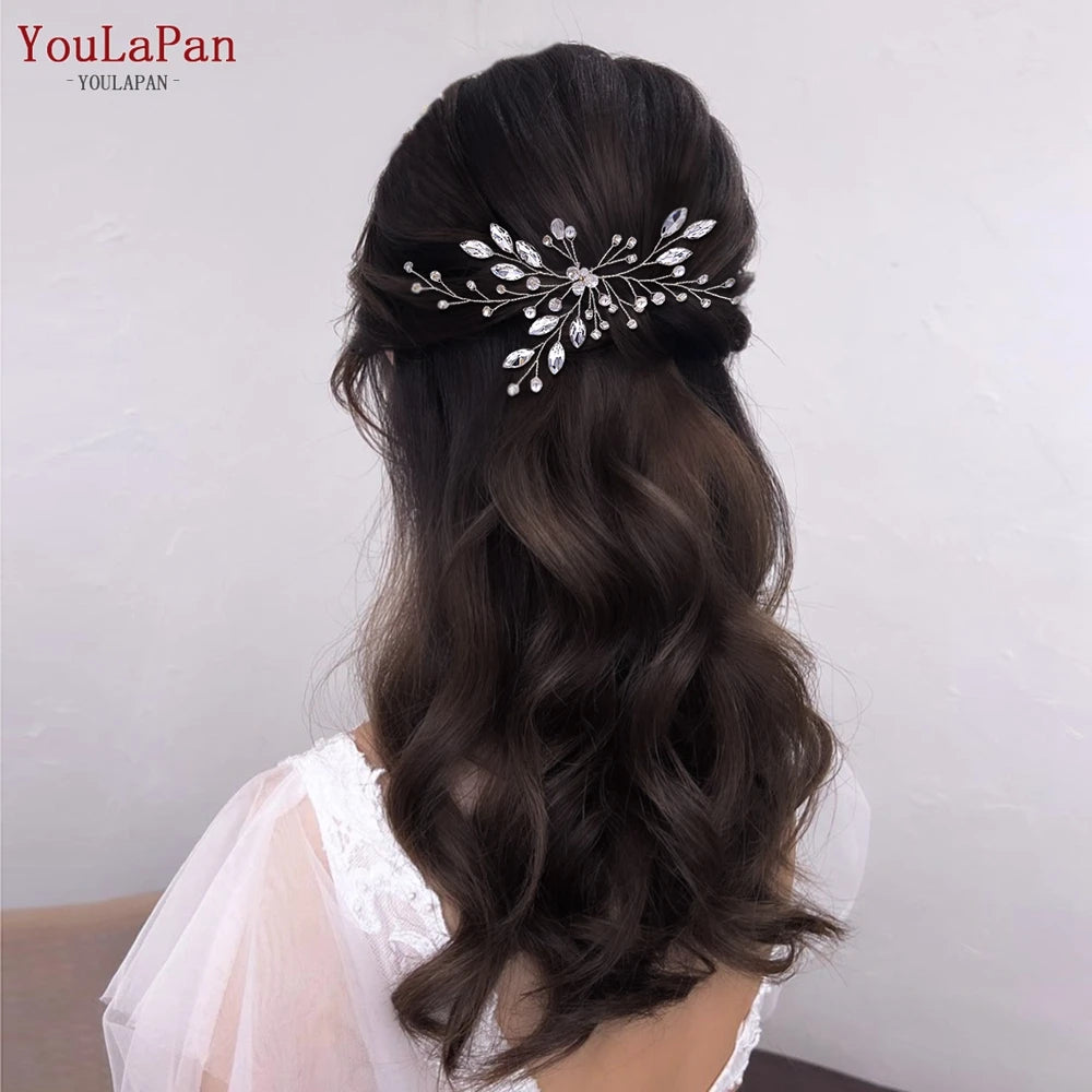 YouLaPan Crystal Hair Pin for Woman Bridal Girl Hairpin Wedding Hair Accessories Bride Hair Clip Bridesmaid Headdresses HP103-1