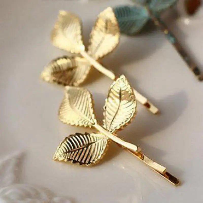 The Latest Models Three-dimensional Leaves Fresh Retro Small Hairpin Side Clip Hair Accessories Wholesale Hair Sticks Crystal