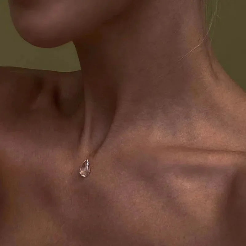 Simple Transparent Water Drop Clavicle Chain Thin Rope Beaded Tassel Earrings Necklace Bracelet Women Niche Personalized Jewelry
