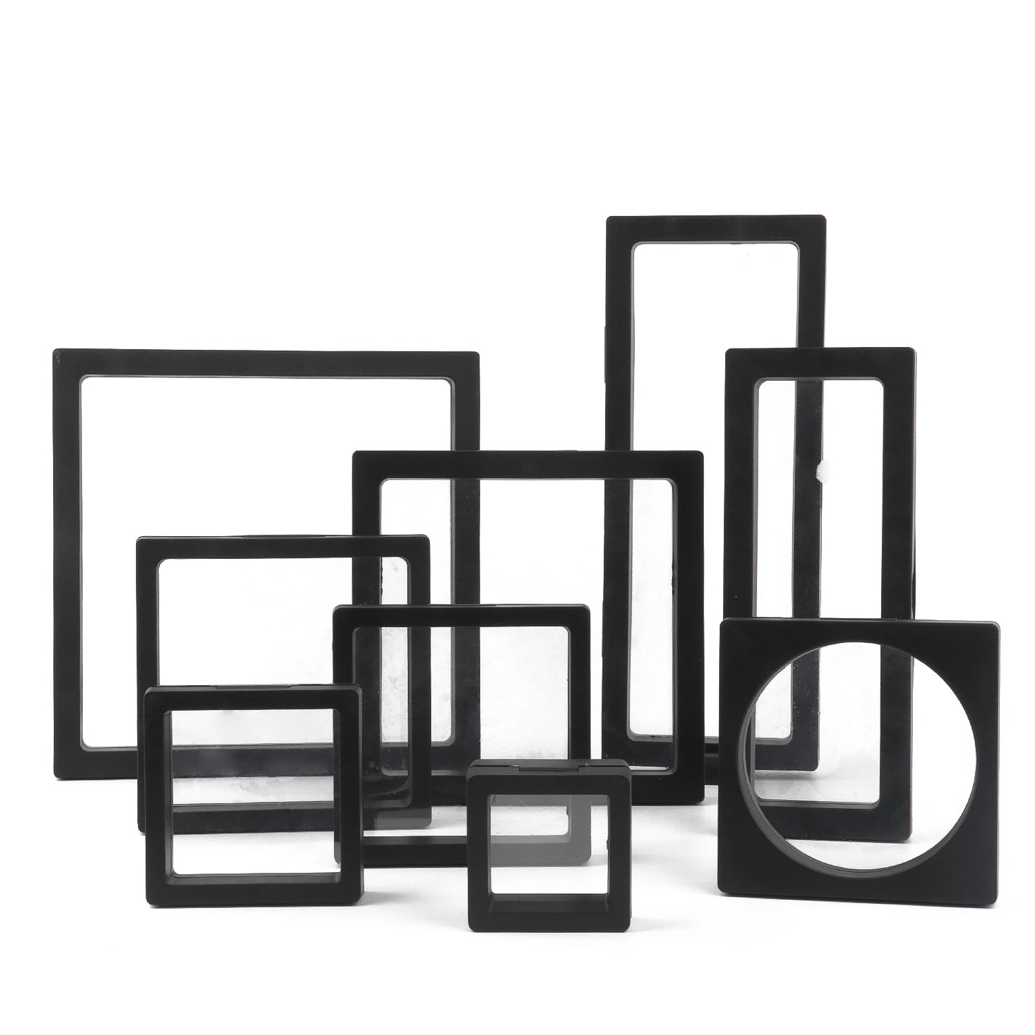 Black 3D Free Stand Suspension Floating Case Frame Membrane Display For Jewelry Storage Ring Earrings Necklace Accessories Box