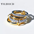New Stainless Steel Cubic Zirconia Stackable Rings for Women 18k GoldPlating Multi-Link Connected Statement Ring Stack Jewelry