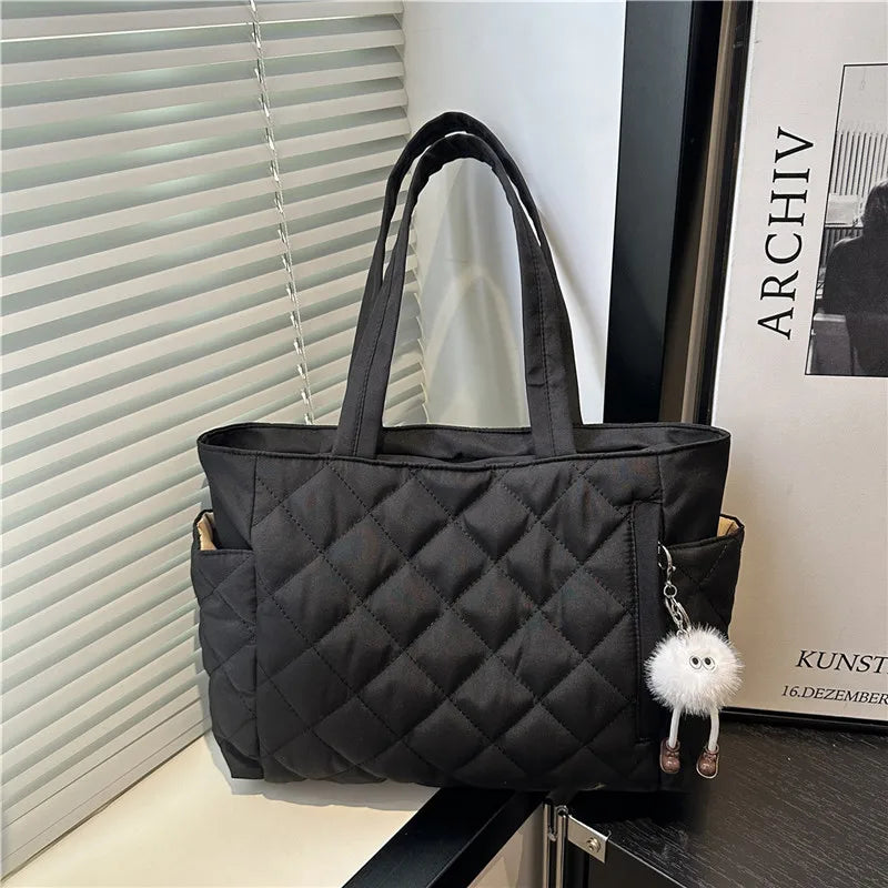 Rectangular Large Capacity Single Shoulder Bag for Commuting To Work Tote Bag in Korean Style Casual Handle Bag