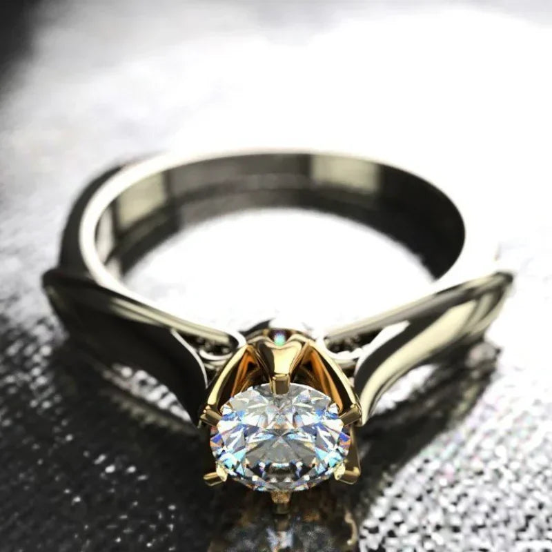 Pure 18K Gold Moissanite Ring for Women with Gemstones Couples Wedding Engagement Jewelry Valentine's Day Anniversary Gift