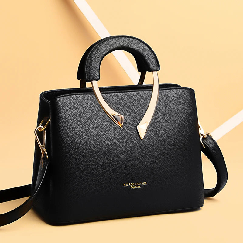 2026 New Style Crossbody Bag Medium Mom Bag Lychee Pattern Large Soft PU Zipper Closure Daily Use Fashionable Ladies Handbag Sac