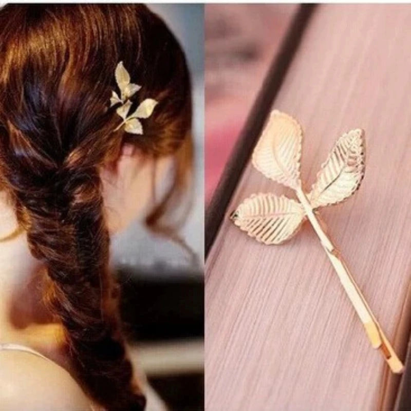 The Latest Models Three-dimensional Leaves Fresh Retro Small Hairpin Side Clip Hair Accessories Wholesale Hair Sticks Crystal