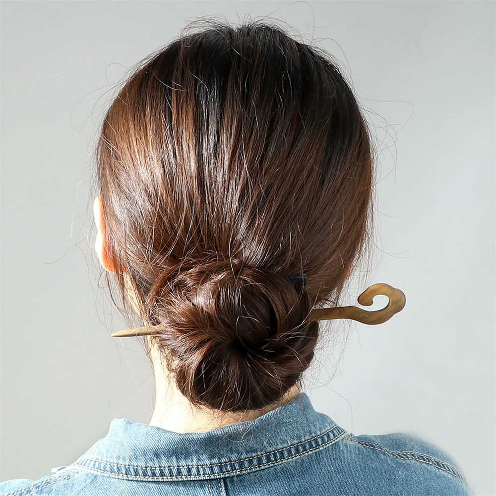12 Styles Chinese Vintage Hairpins Green Sandalwood Ethnic Hair Sticks Women Girls High Quality Hairstyles Hair Accessories Gift