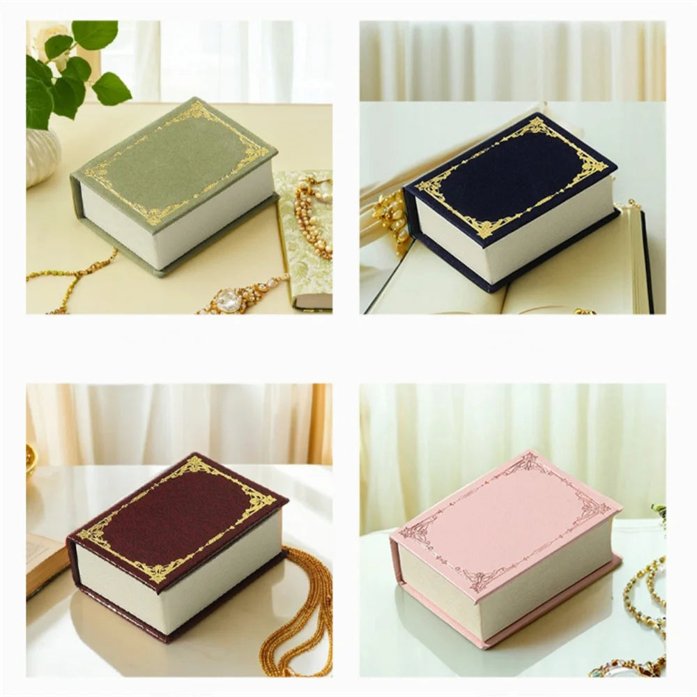1PCS Flip Cover Book Shaped Jewelry Display Box Simple Earrings Ring Necklace Pendant Storage Box Portable Travel Jewelry Holder