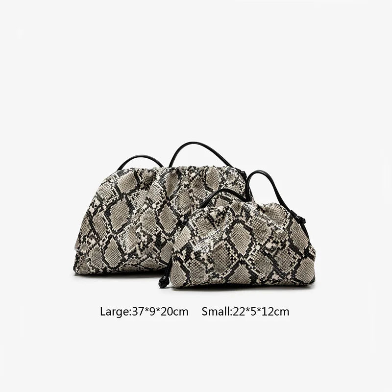 Ruched Serpentine Dumpling Bags for Women Pouch Handbag Clutch Snake Pattern Shoulder Crossbody Bag Luxury Designer Bag