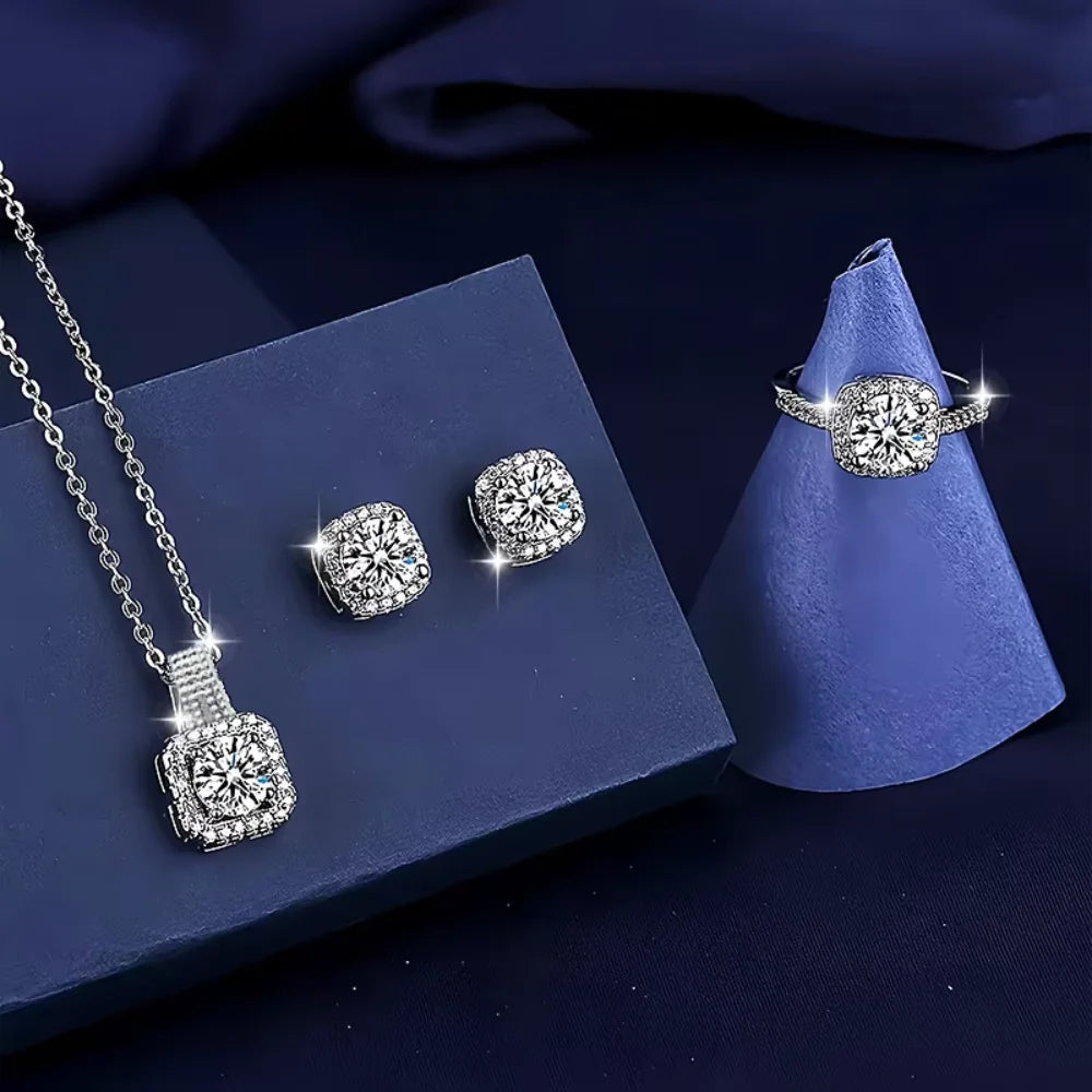 Square Zircon Necklace Set