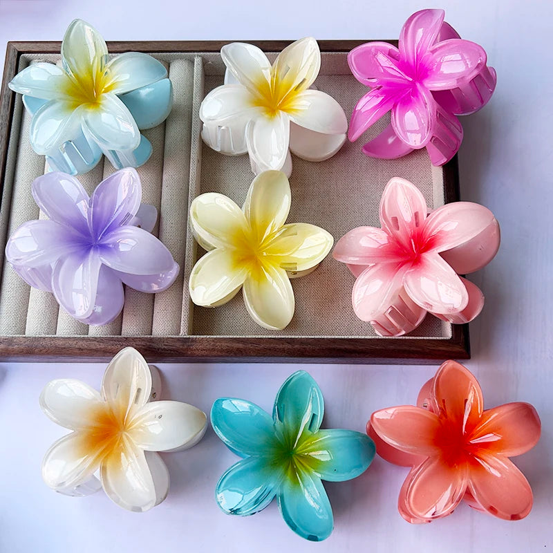 2PCS Fashion Women Flower Hair Clip Set Vacation Bohemia Egg Flower Hair Claw Clamp Barrette Girls Hairpin Hair Accessories Gift
