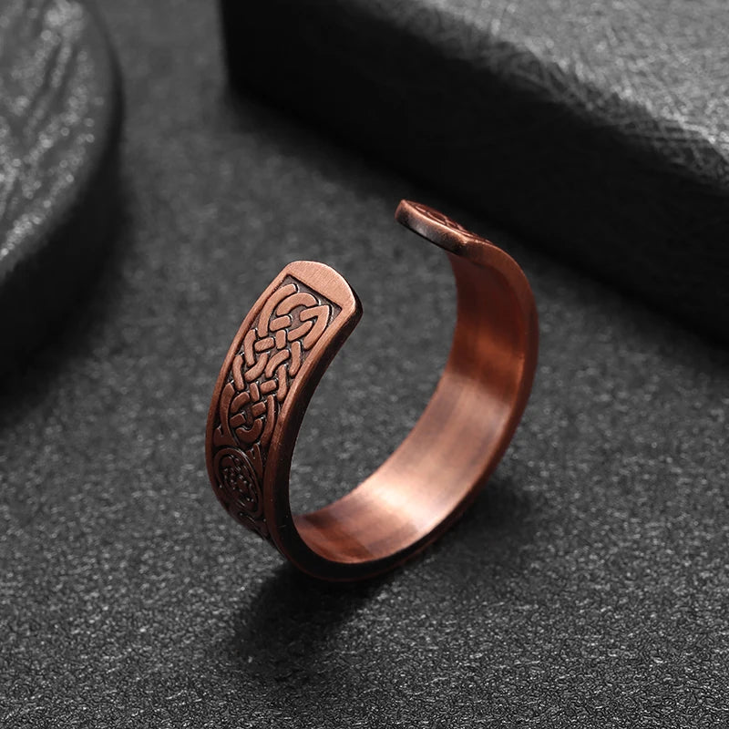 Fashionable Coin Symbol Pattern Copper Opening Magnetic Ring Retro Men\\\\'s and Women\\\\'s Joint Pain Treatment Jewelry