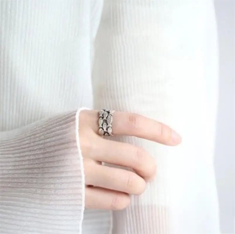 XIYANIKE Silver Color Handmade Engagement Rings for Women Wedding Couple Creative Design Cute Fishs Jewelry Adjustable