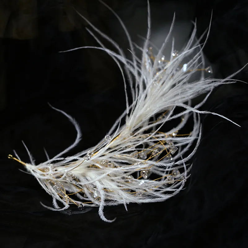 Elegant Hairband Feather Crystal Tiaras Wedding Hair Accessories Fashion Prom Girls Hair Jewelry Marriage Headband Gifts Bijoux