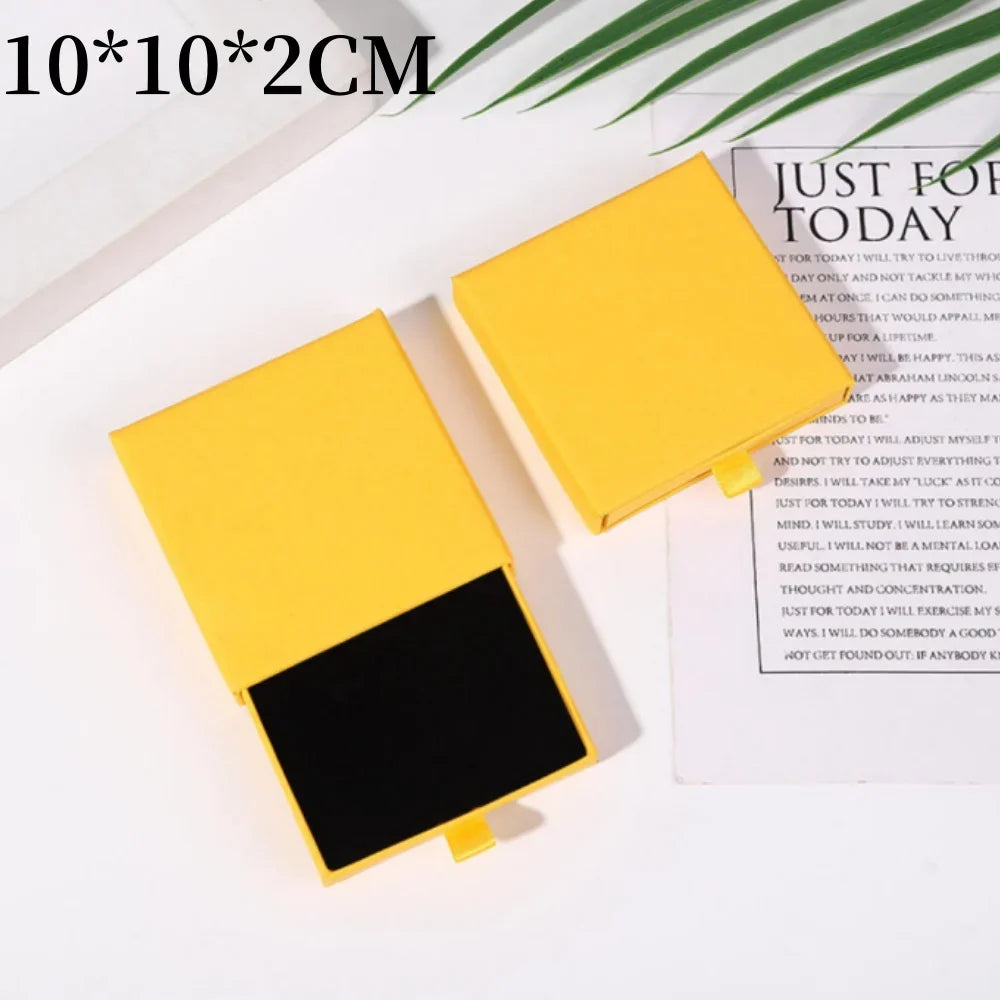 1Pc Thick Kraft Paper Drawer Jewelry Box With Sponge Greet Card for Necklace Bracelet Ring Gift Box Jewelry Packaging Box Joyero