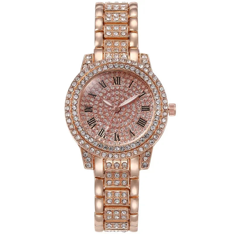 New Luxury Shiny Diamond Watch for Women Elegant Brand Quartz Steel Bracelet Watches Zircon Crystal Fashion Wristwatch Clock