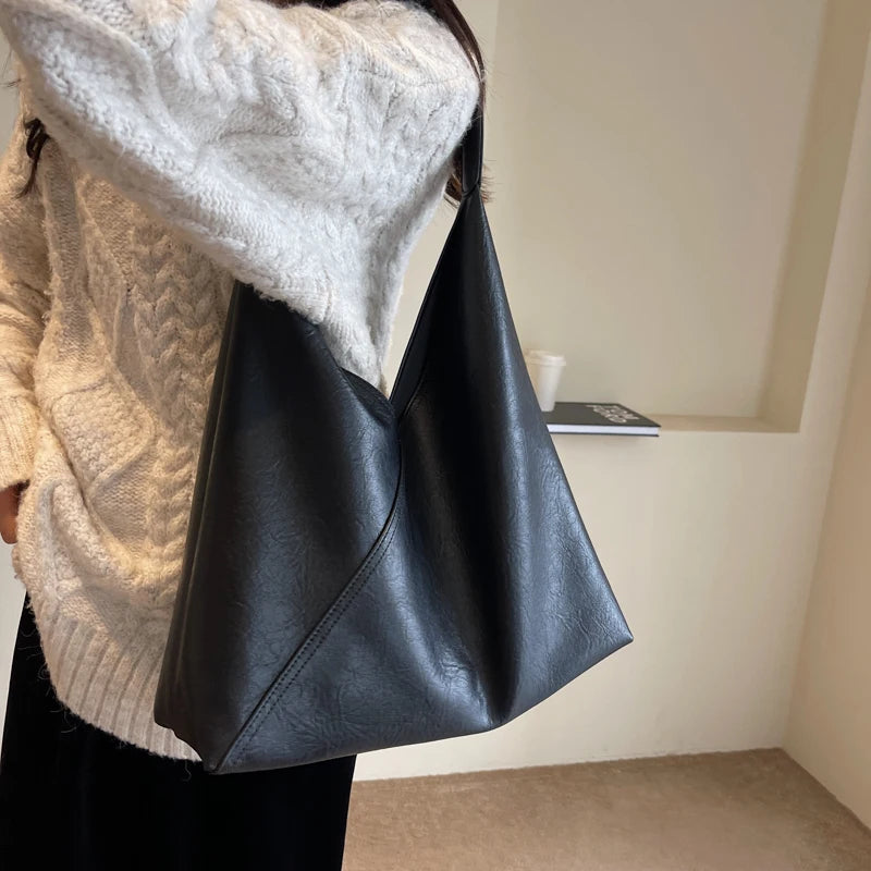 MOODS Retro Designer 2-IN-1 Shoulder Bags For Women Soft PU Leather Pure Color Large Capacity Underarm Hobo Shopper Tote Handbag