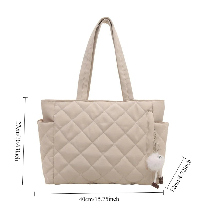 Rectangular Large Capacity Single Shoulder Bag for Commuting To Work Tote Bag in Korean Style Casual Handle Bag