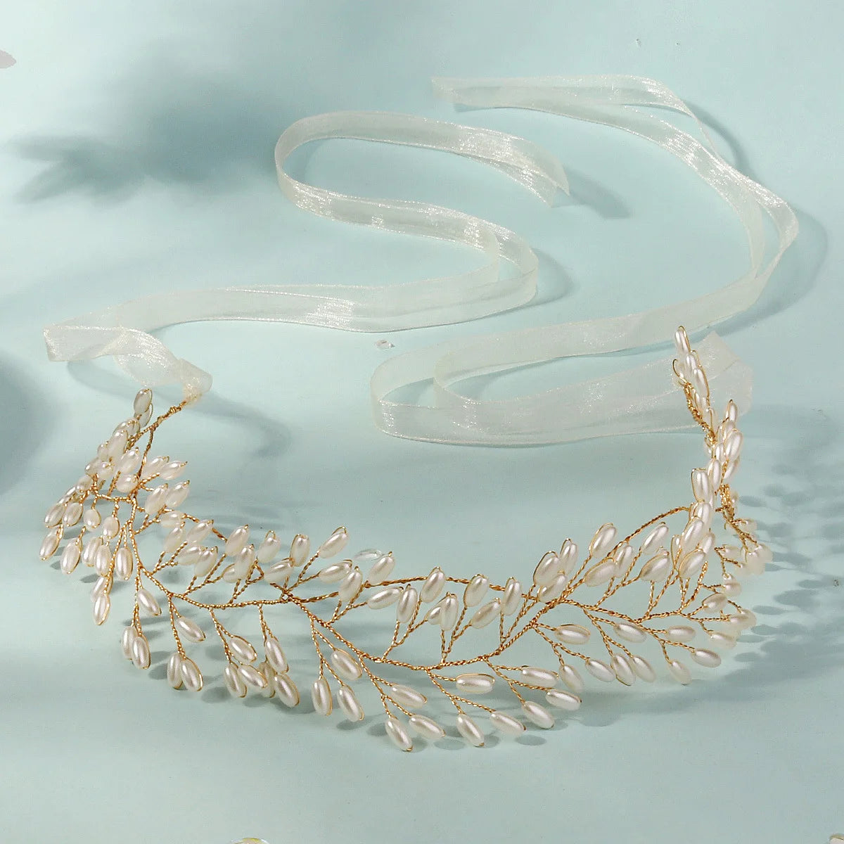 New Fashion Crystal Hair Band Headbands for Women Girls Handmade Wedding Hair Accessories White Pearl Flower Tiaras Crowns