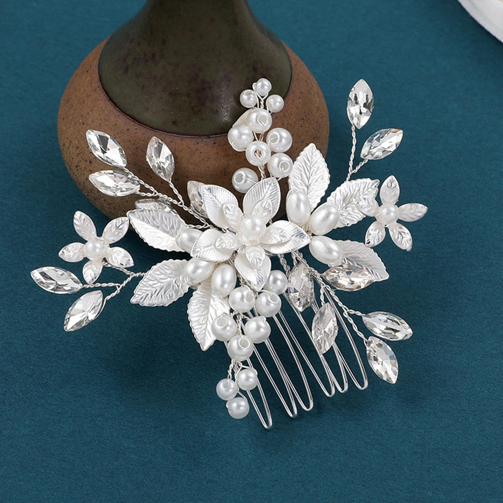 Wedding Alloy Pearl Hair Comb Jewelry Girls Handmade Hairpin Hair Comb Bridal Tiaras Wedding Hair Accessory Jewelry Gift