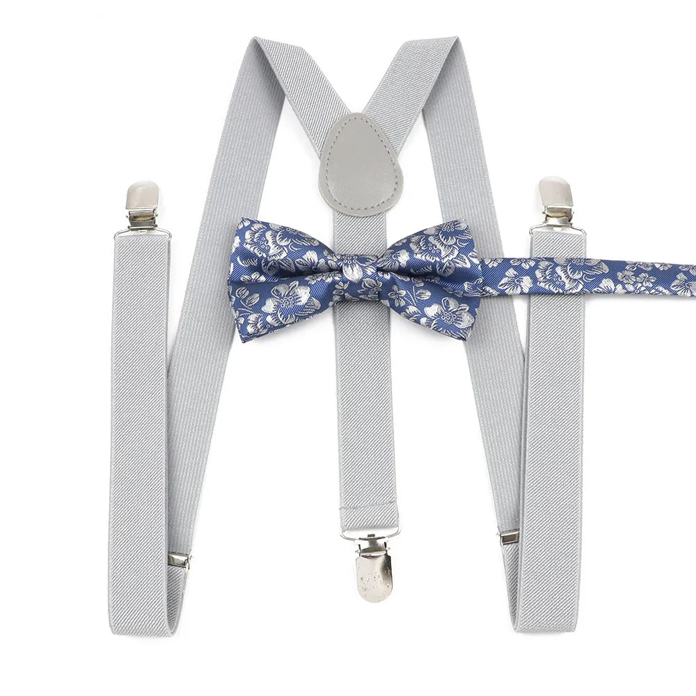 Men's Suspenders Bowtie Sets With Adjustable Straps Y-Back Braces Floral Stripe Bow Ties For Men In White Shirts At Wedding Part