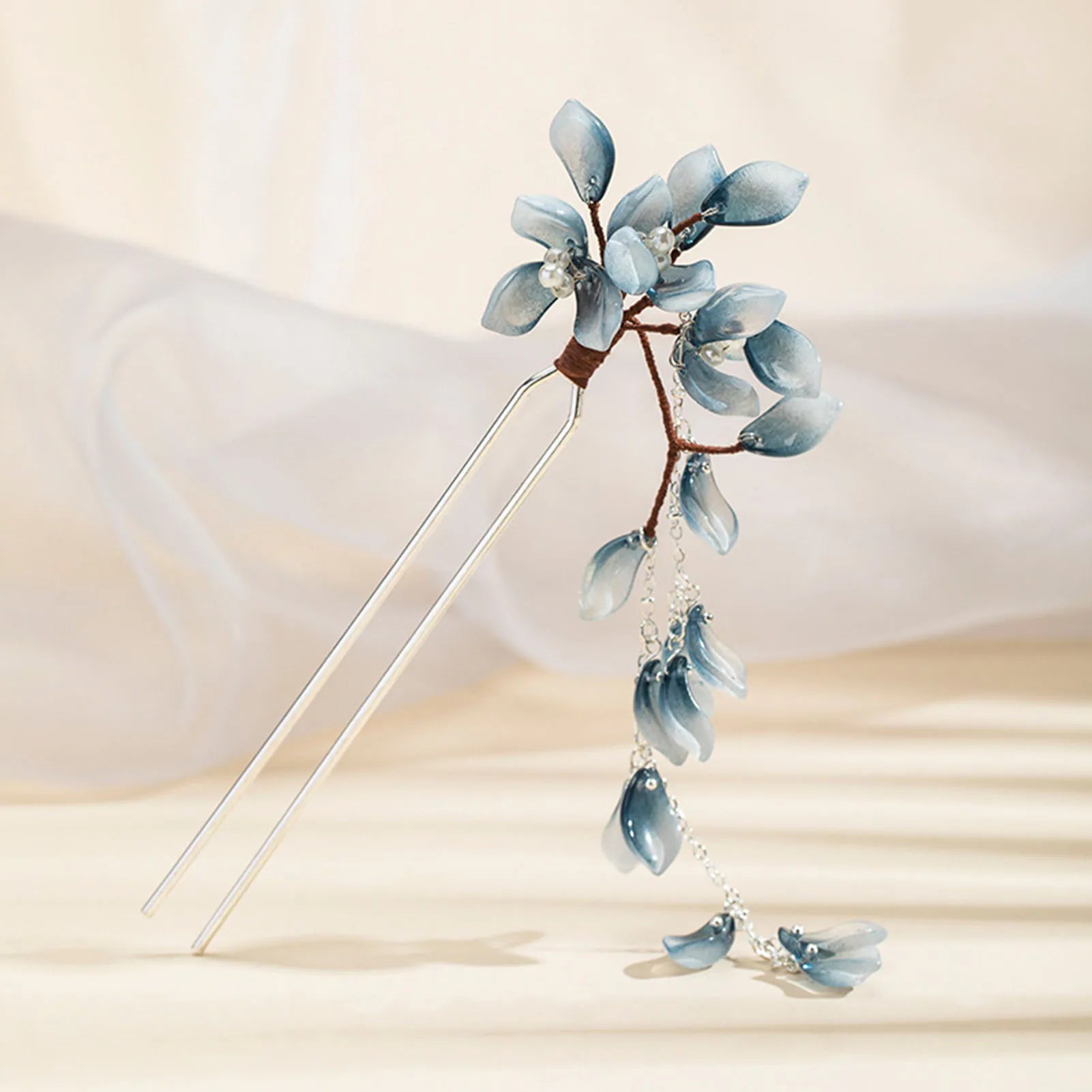 U Shape Hairpin Glazed Flower Hair Stick Chinese Han Custme Hair Accessories Vintage Girls Fringe Hair Clip Step Shaking Jewelry