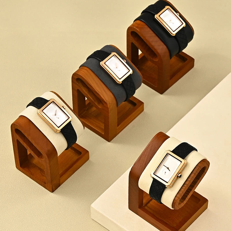 WoodTen Solid Wood Watches Display Stands Base Watch Necklace Bracelet Organizer Rack Bangle Scrunchie Headband Showcase Stands