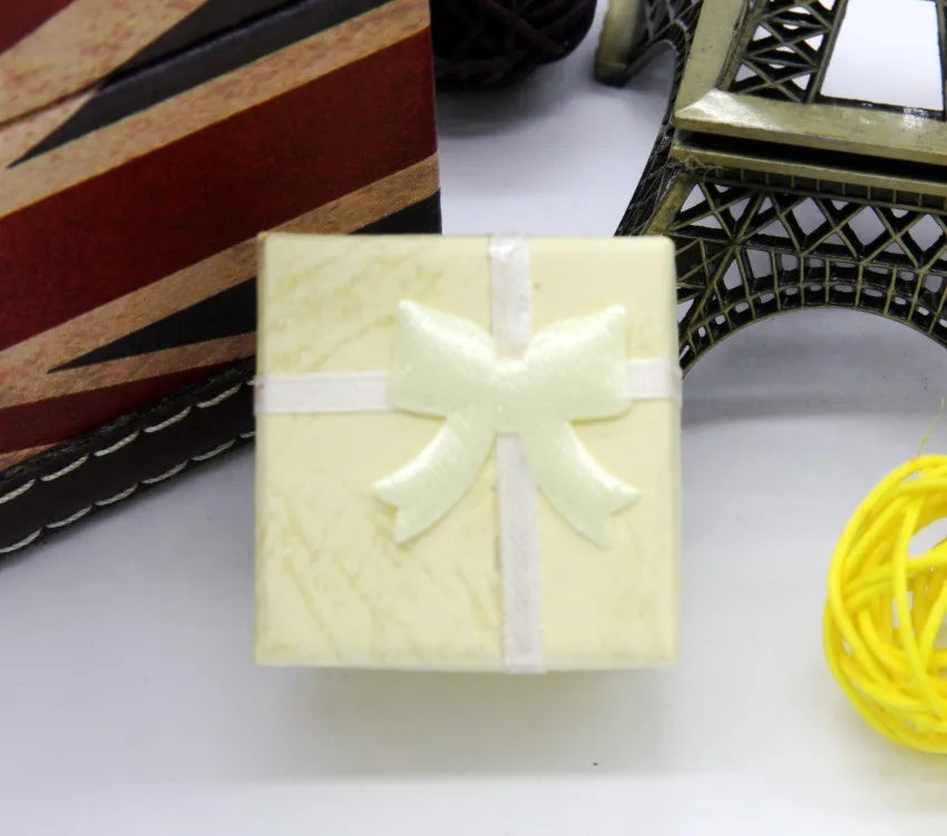 24pcs/Lot Fashion Ribbon Jewelry Box  Multi Colors Ring Earrings Pendant 4x4x3cm Display Packaging Gift
