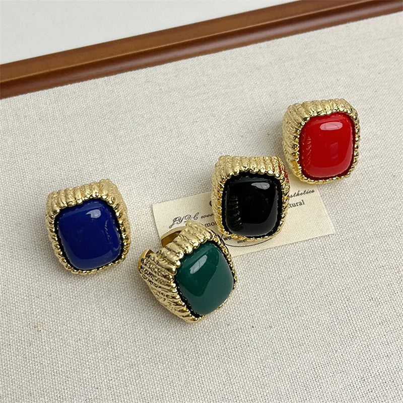 aros vintage etnicos y bohemiosr Trend Accessories Square Resin Opening Ring  free shiping items for girls low price