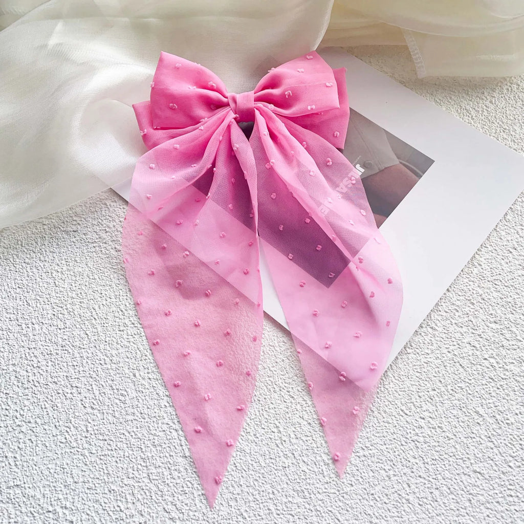Oversized Bow Headband Hair Clip For Women Fashion Simple Solid Satin Spring Clip Ponytail Bow Party Gift