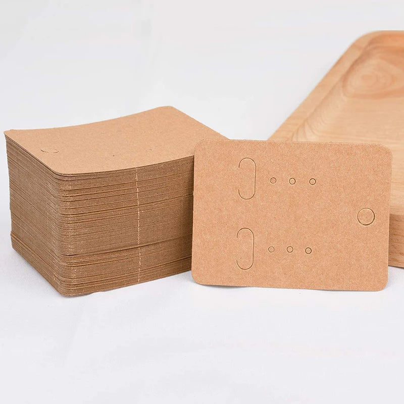 50pcs/lot 3.8x4.8cm Blank Kraft Paper Earring Display Cards Earring Package Hang Tag Card for DIY Ear Studs Jewelry Display Card